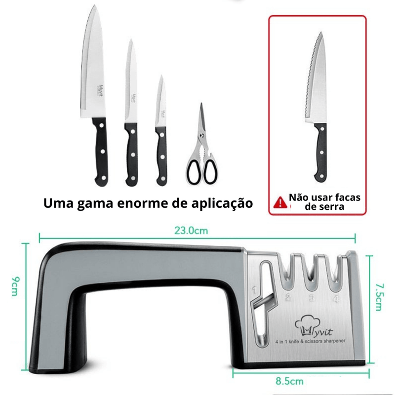 Amolador de Tesouras e Facas Profissional 4 em 1 - Original